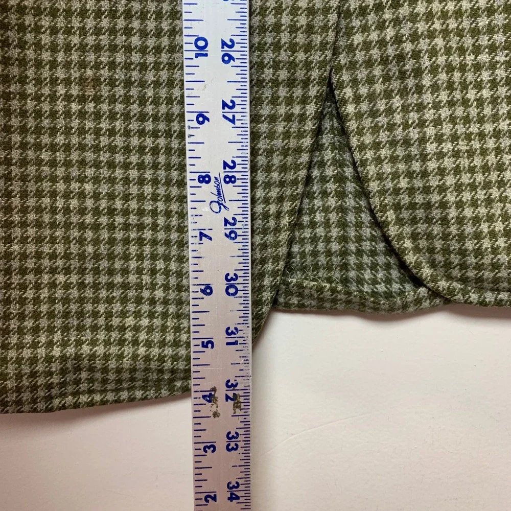Brooks Brothers 346 Blazer Mens 40R Green Houndstooth Excellent 2-Button Jacket